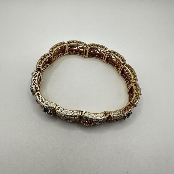 7.25" AMAZING 14k over 925, ruby, sapphire, emerald and diamond bracelet! - Picture 10 of 10
